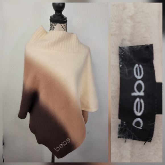 BEBE Y2K Ombre ANGORA Poncho OS Bland Bling Logo Topper Multi way Cape - Picture 1 of 8